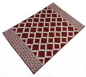 Red & White Geometric Floor Rug (BA2)