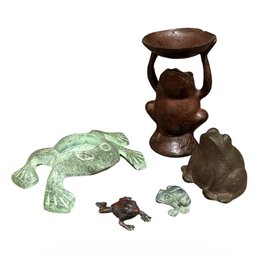 Small Metal Frog Figurines 5pc (H1)