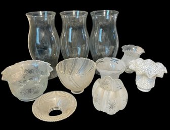 Glass Lamp Shades Fenton Art Glass, Hurricane Lamps 10pc (BR2)