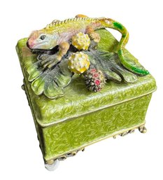 Austrian Metal Lizard Jeweled Trinket Box