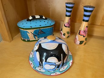 Droll Designs Salt & Pepper, Cheese Dome & Covered Canister (K)