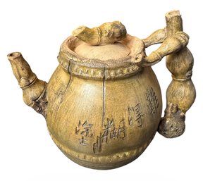 Chinese Zisha Bamboo Shaped Teapot (K)
