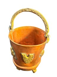 Small Footed Copper Pail Bucket With Handle (LR)