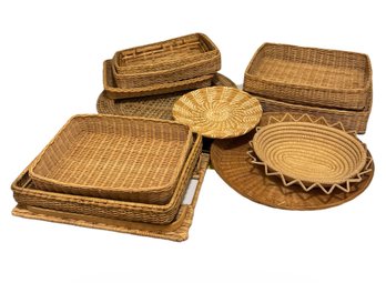 Woven Wicker Baskets & Bowls 14pc (H1)