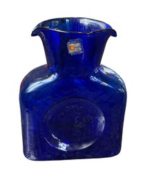 Blenko Cobalt Blue Double Spout Art Glass Jug (K)
