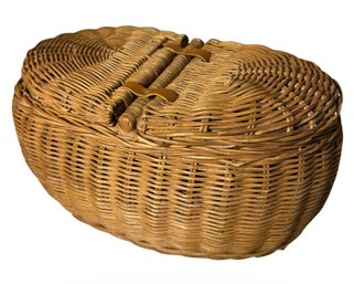 Double Compartment Woven Wicker Basket (H1)