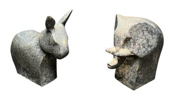 Dansk GOP Elephant & Democratic Donkey Political Sculptures