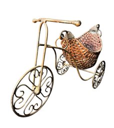 Iron & Woven Wicker Tricycle Sculpture