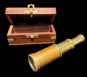Ross London Brass Telescope In Wooden Box (BR2)