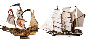 The Heritage Mint Tall Ships Of The World Collection Belem & Santa Maria Sailing Ship Models 2pc (LR)