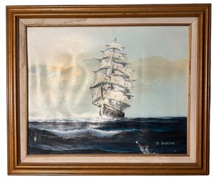 J Herison Signed Original Sailing Ship Framed Painting (LR)