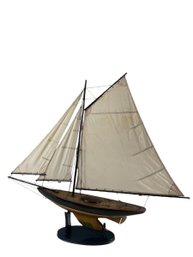 Wooden Sailboat On Stand (l)