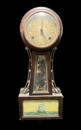 Antique New Haven Connecticut Banjo Clock Nautical Ship Scene (BR2)