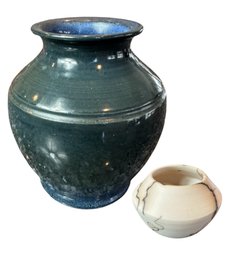 Handmade Pottery Vase Pair (K)