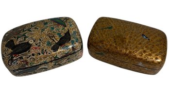 Asian Lacquered Bird Trinket Box Pair (BR1)