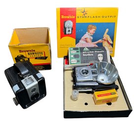 Kodak Brownie Starflash & Hawkeye Vintage Camera Pair (GB2)