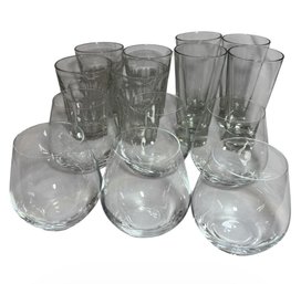 Stemless Wine Goblets & Assorted Glassware 14pc (K)