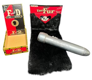 Fine & Dandy Cigar Box, Homart Flashlight & Black Faux Fur (BR2)