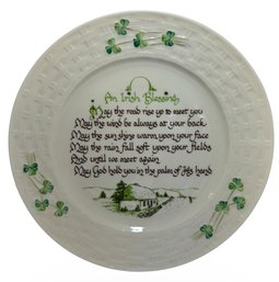 Belleek Ireland Irish Blessing Basketweave Decorative Plate (K)