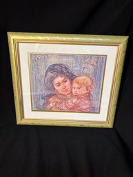 Signed  Oil On Silk Print 'golden Thought' By Edna Hibel