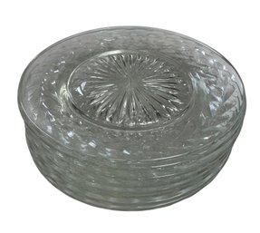 Etched Leaf Pattern Small Glass Plates 8pc Set (K)