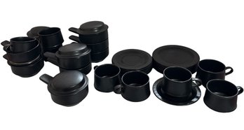 Black Patterned Tea Set With Covered Dishes 29pc (K)
