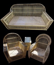 Stick Wicker 4 Piece Outdoor Patio Set