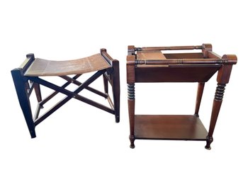 Ethan Allen Book Caddy, Leather Top Ottoman  (3rd)