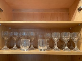 Shelf #1 Crystal Wine Glasses, Low Ball & Water Glasses (Bar)