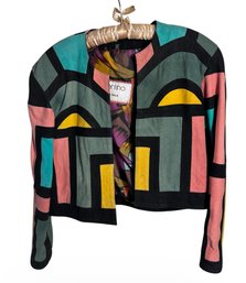 Valentino Vera Pelle Geometric Block Leather Jacket (BR1)