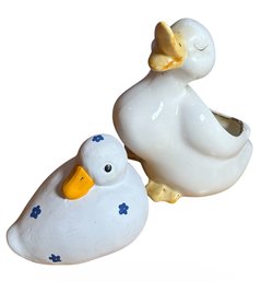 Ceramic & Terracotta Goose Figurine Pair (B)