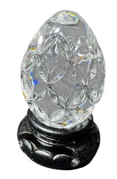 Waterford Crystal Egg Figurine On Wooden Base