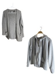 Donna Karen New York Sports Sweatshirt And Gray Sweater Vest (br1)