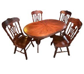 Solid Wooden Double Pedestal Dining Table & Six Chairs (DR)