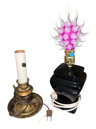 Brass & Ceramic Table Lamp Pair (BR3)