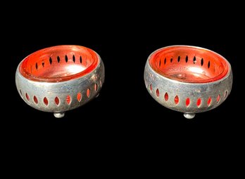 Ruby Glass Salt Cellar Pair
