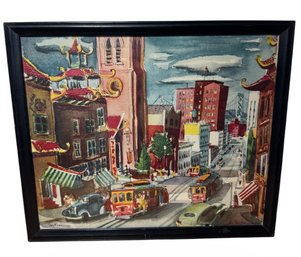 Lamartine Le Goullon 1940s San Francisco Framed Watercolor Art Print (B)
