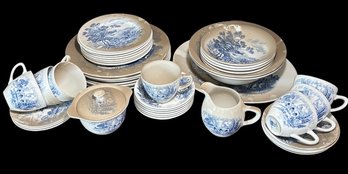 Wedgwood Countryside Blue And White China Set 44pc