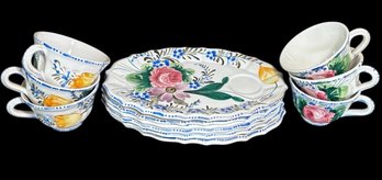 Italian Hand Painted Teacups And Saucer 12pc (DR)