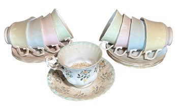 Royal Albert Bone China Floral & Royal Vale Bone China Multi Color Teacup And Saucers  18pc (DR)