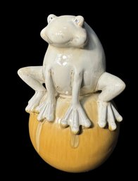 Glazed Frog On Ball Statue