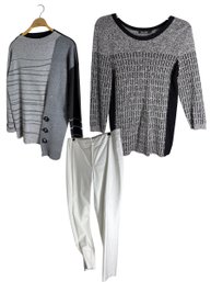 Nic And Zoe Womens Sweaters And White Pants 3 Pc (br1)