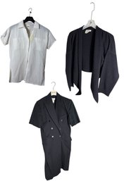 Rodier Black Jumper Jacket With Black Sweater And White Shirt 3 Pc (br1)