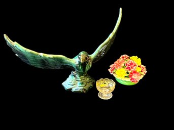 Ceramic Bird Staffordshire And Gilded Cordial