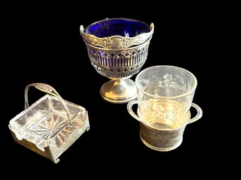 Thee Sterling Silver And Glass Pieces