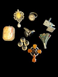 Costume Jewelry Pins, Cufflinks, Ring, Studs