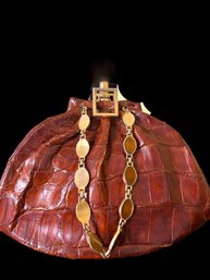 Vintage Brown Bag, With Gold And Jeweled Embellishments On Chain
