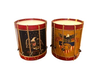 Pair Of Large  American Themed Drums (D)