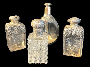(4) Vintage Silver Overlay Decanters   (L)