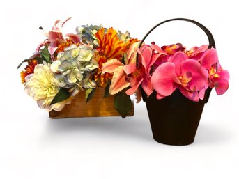 Barbaree Faux Orchid Purse/planter And Faux Plant Box (D)